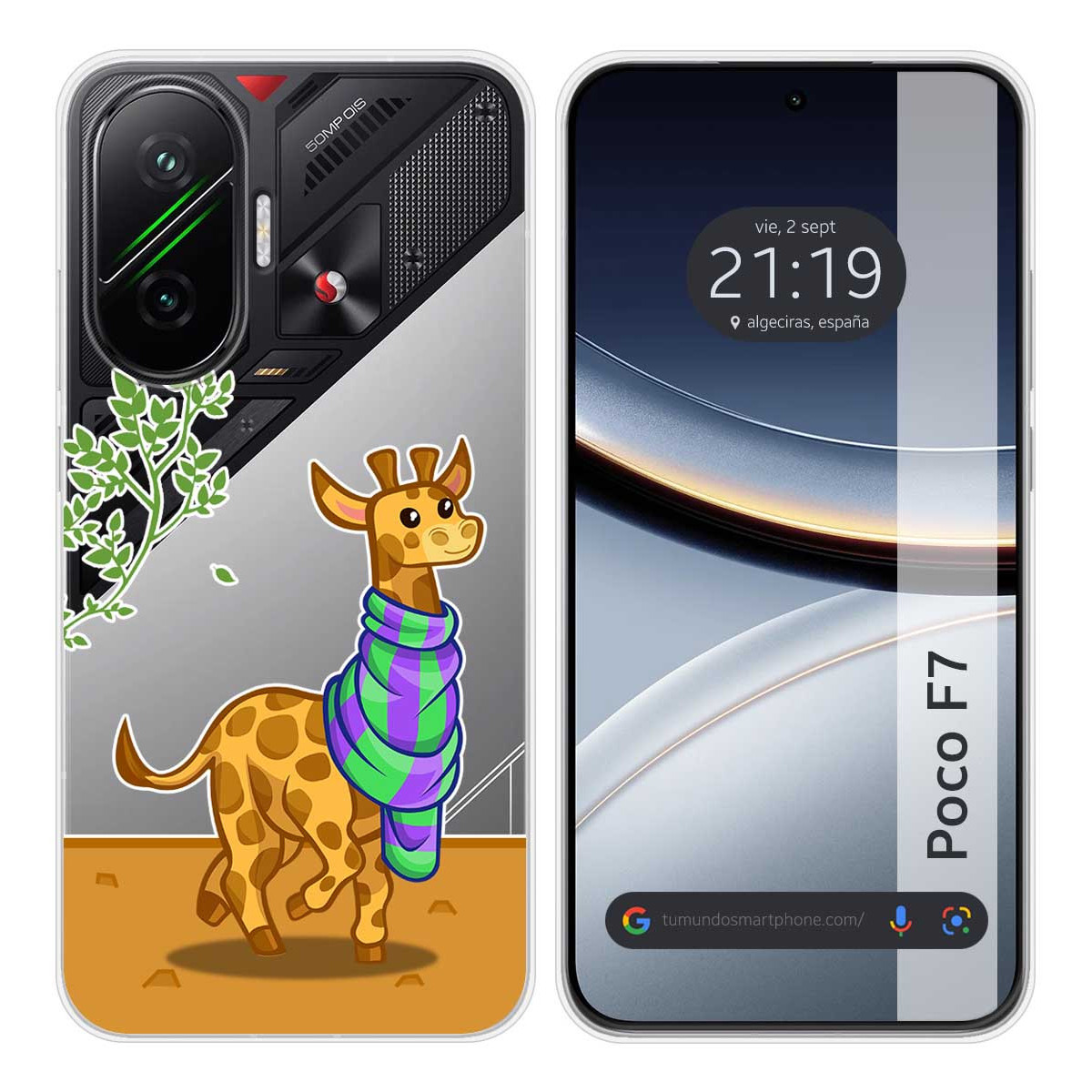 Funda Silicona Transparente para Xiaomi Poco F7 5G diseño Jirafa Dibujos
