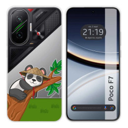 Funda Silicona Transparente para Xiaomi Poco F7 5G diseño Panda Dibujos