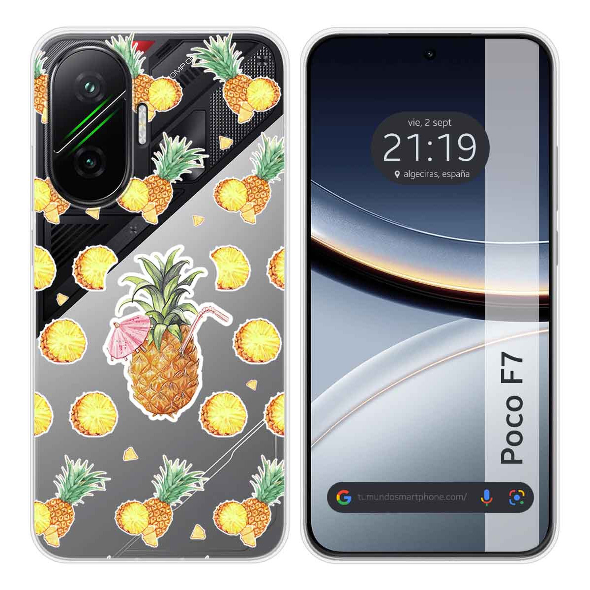 Funda Silicona Transparente para Xiaomi Poco F7 5G diseño Piña Dibujos