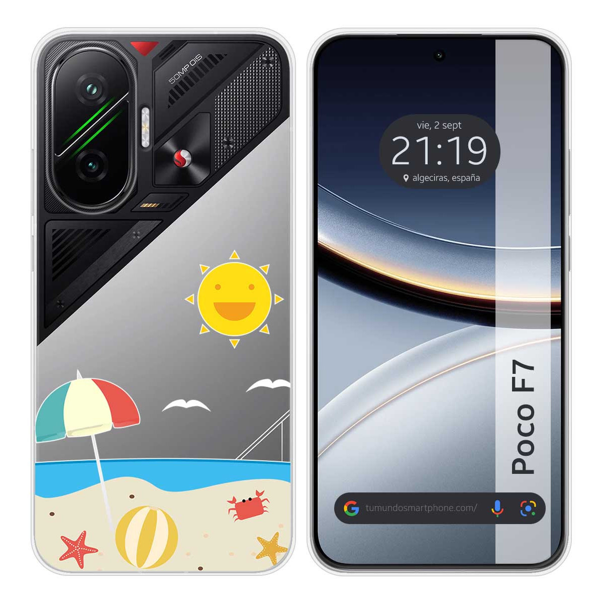 Funda Silicona Transparente para Xiaomi Poco F7 5G diseño Playa Dibujos