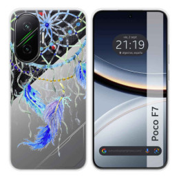 Funda Silicona Transparente para Xiaomi Poco F7 5G diseño Plumas Dibujos