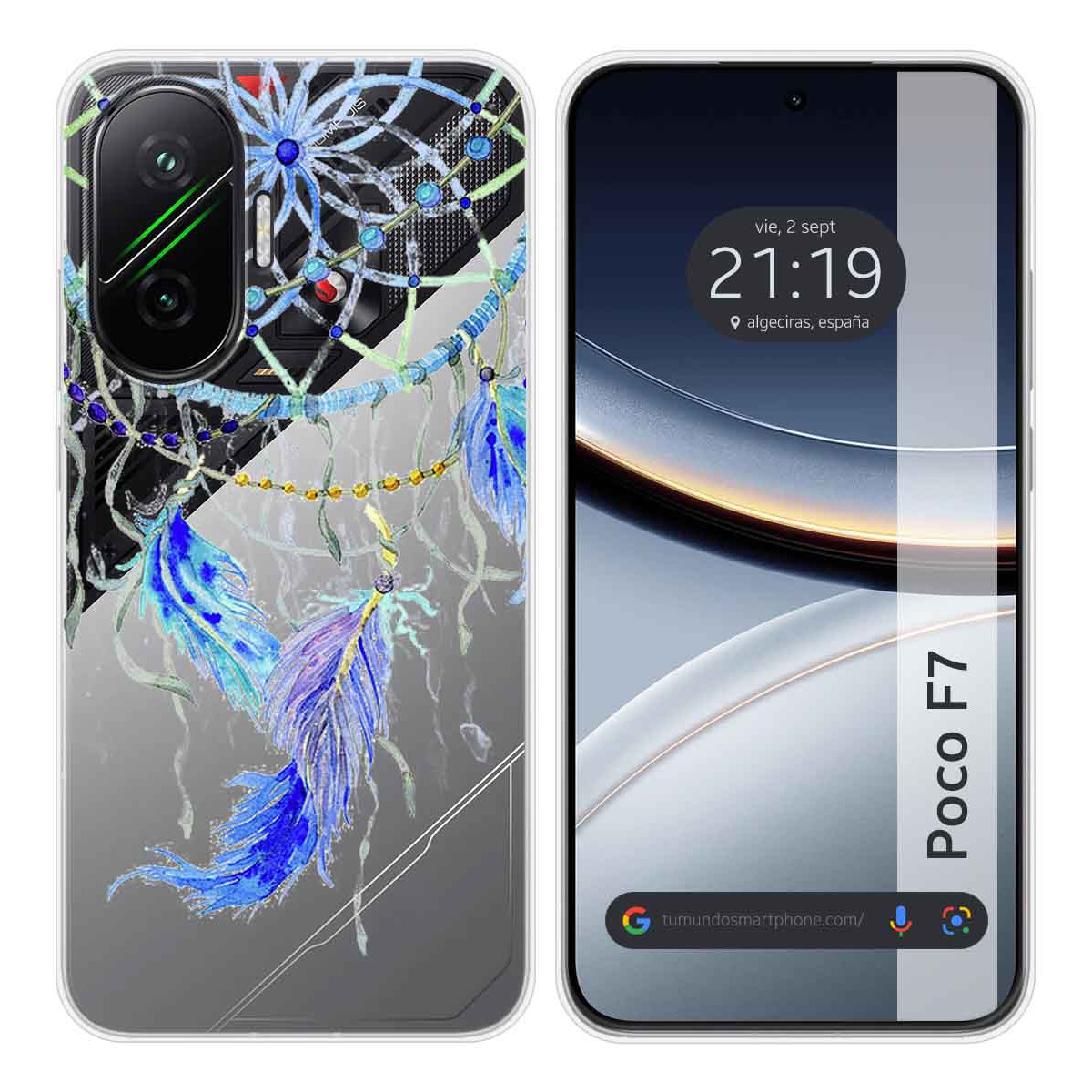 Funda Silicona Transparente para Xiaomi Poco F7 5G diseño Plumas Dibujos
