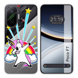 Funda Silicona Transparente para Xiaomi Poco F7 5G diseño Unicornio Dibujos