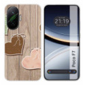 Funda Silicona para Xiaomi Poco F7 5G diseño Corazones Madera Dibujos