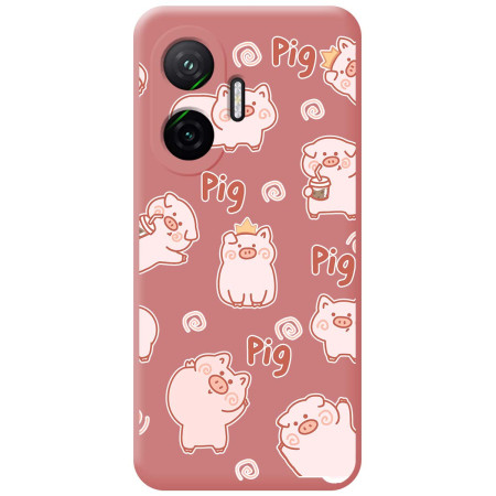 Funda Silicona Líquida Rosa para Xiaomi Poco F7 5G diseño Cerdos Dibujos