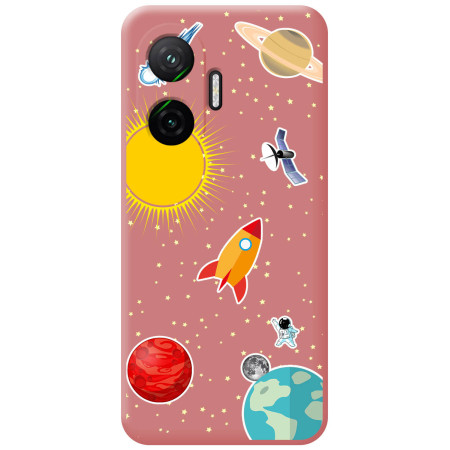 Funda Silicona Líquida Rosa para Xiaomi Poco F7 5G diseño Espacio Dibujos
