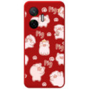 Funda Silicona Líquida Roja para Xiaomi Poco F7 5G diseño Cerdos Dibujos