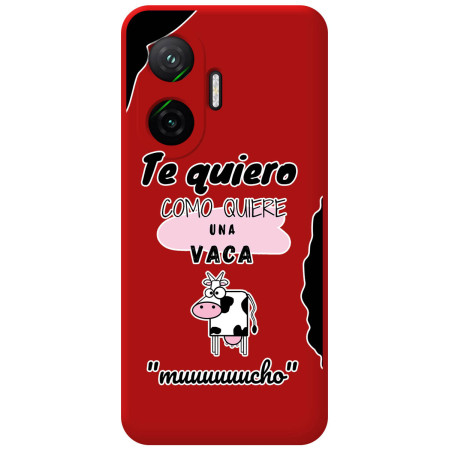 Funda Silicona Líquida Roja para Xiaomi Poco F7 5G diseño Vaca Dibujos