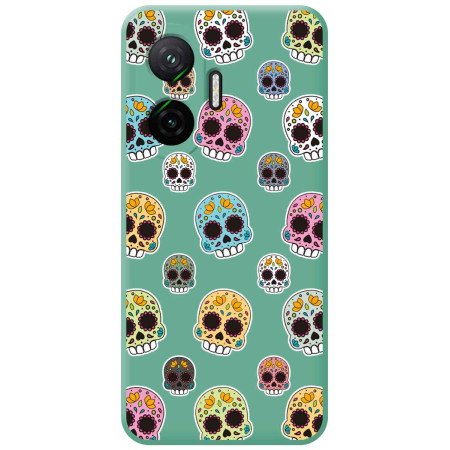 Funda Silicona Líquida Verde para Xiaomi Poco F7 5G diseño Catrina Dibujos