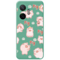 Funda Silicona Líquida Verde para Xiaomi Poco F7 5G diseño Cerdos Dibujos