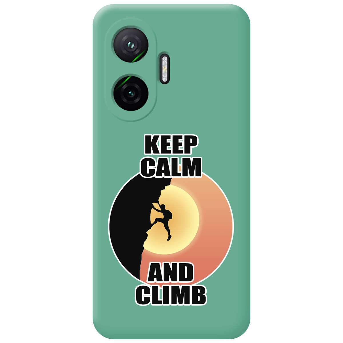 Funda Silicona Líquida Verde para Xiaomi Poco F7 5G diseño Hombre Escalada Dibujos