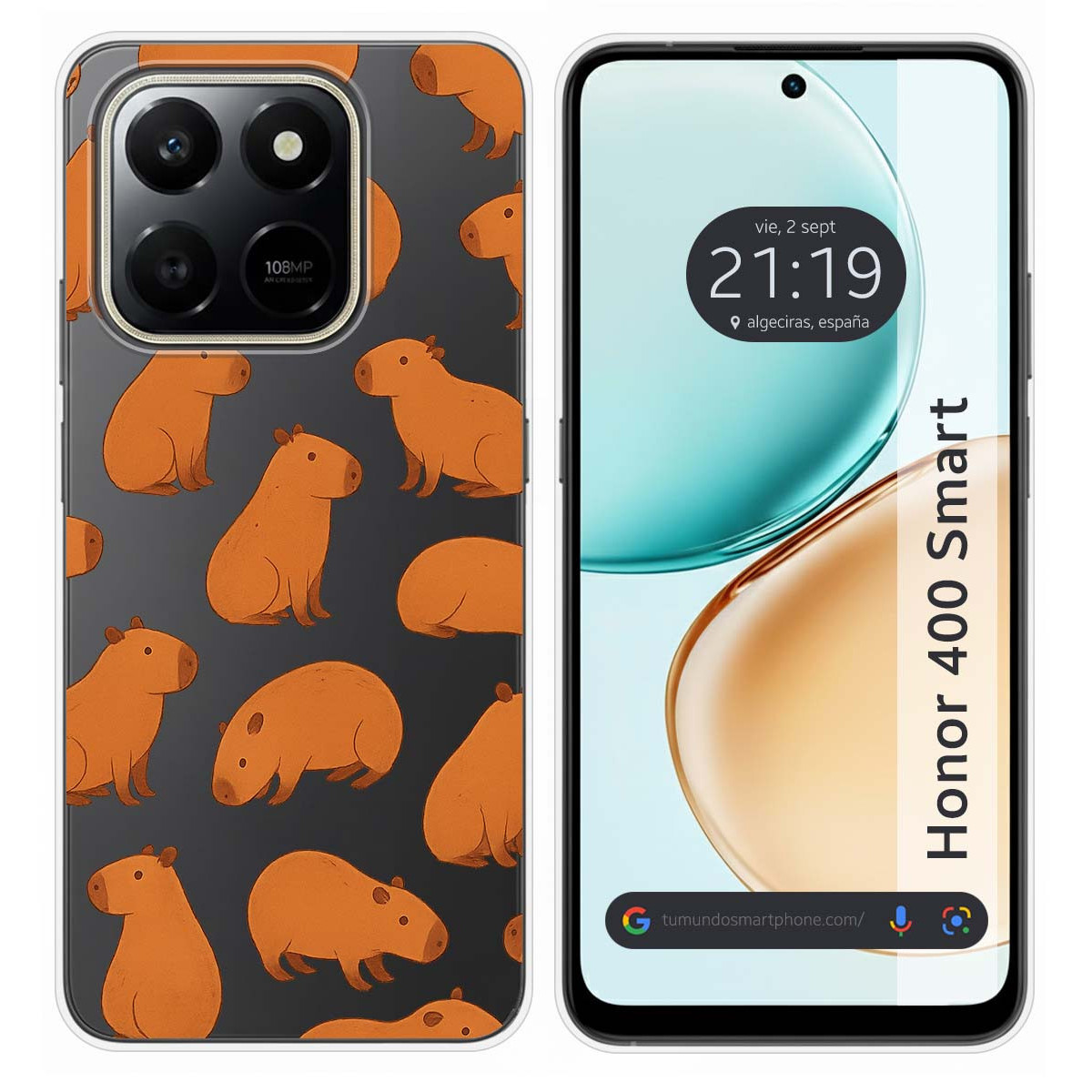 Funda Silicona Transparente para Huawei Honor 400 Smart 5G diseño Capibara 02Dibujos
