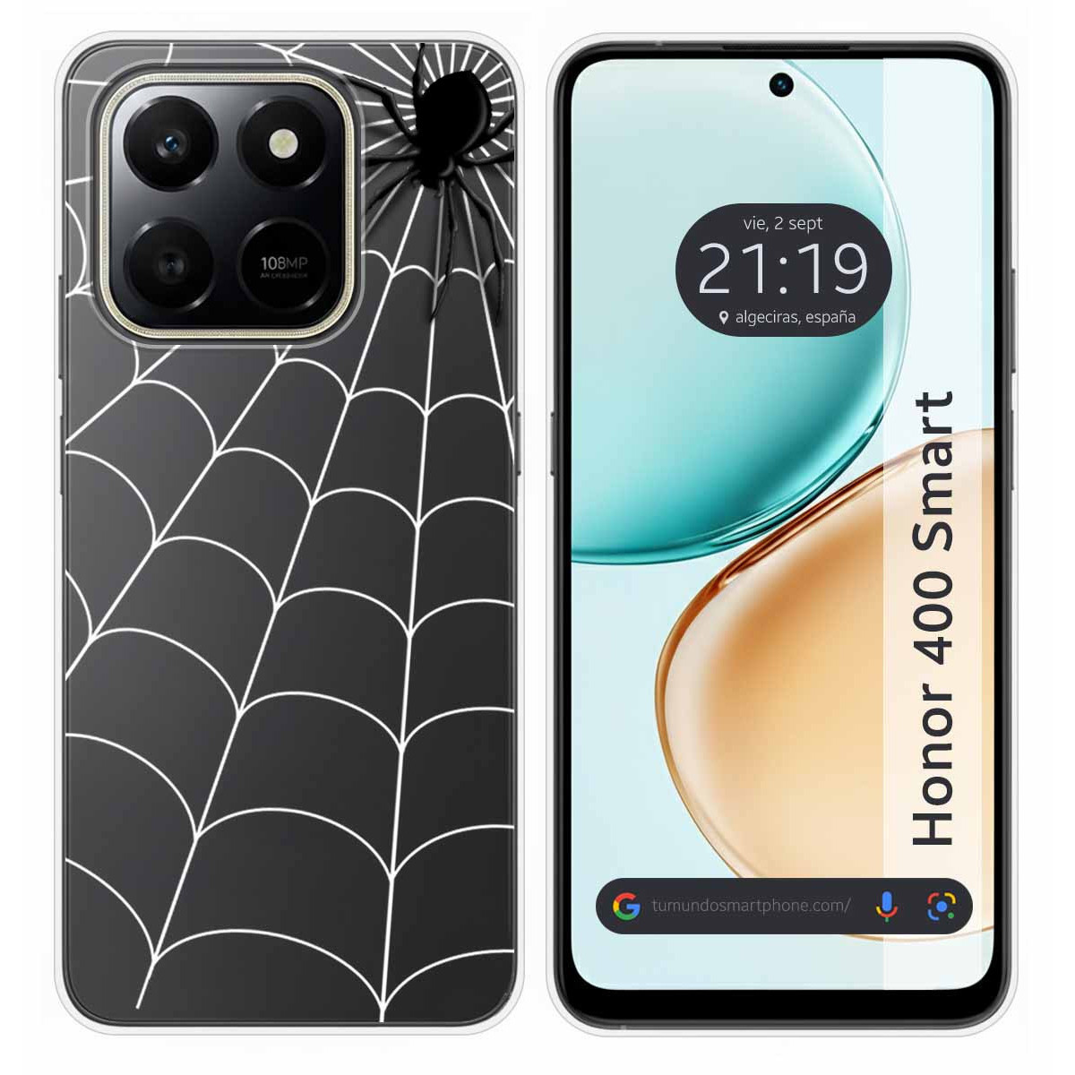 Funda Silicona Transparente para Huawei Honor 400 Smart 5G diseño Araña Dibujos