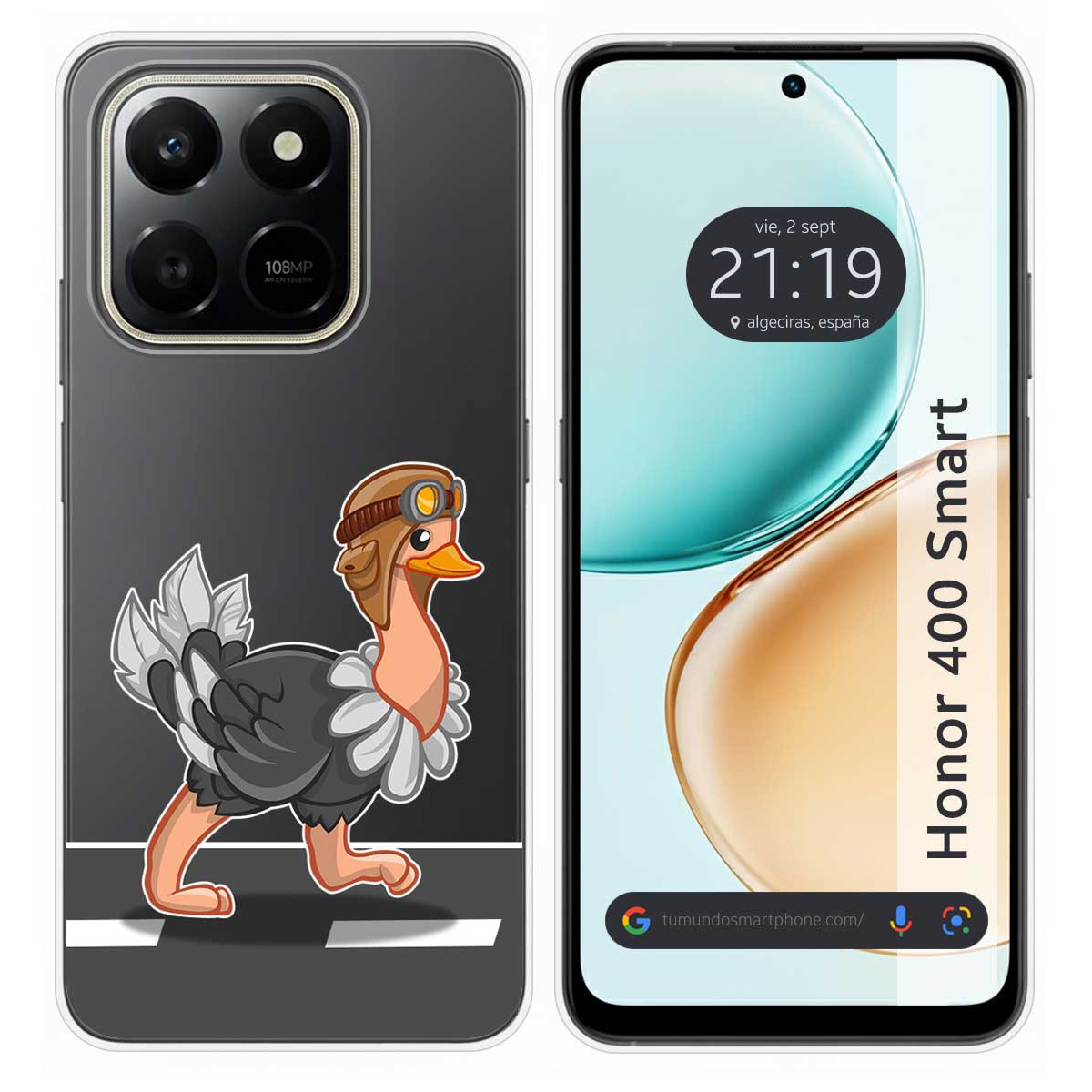 Funda Silicona Transparente para Huawei Honor 400 Smart 5G diseño Avestruz Dibujos