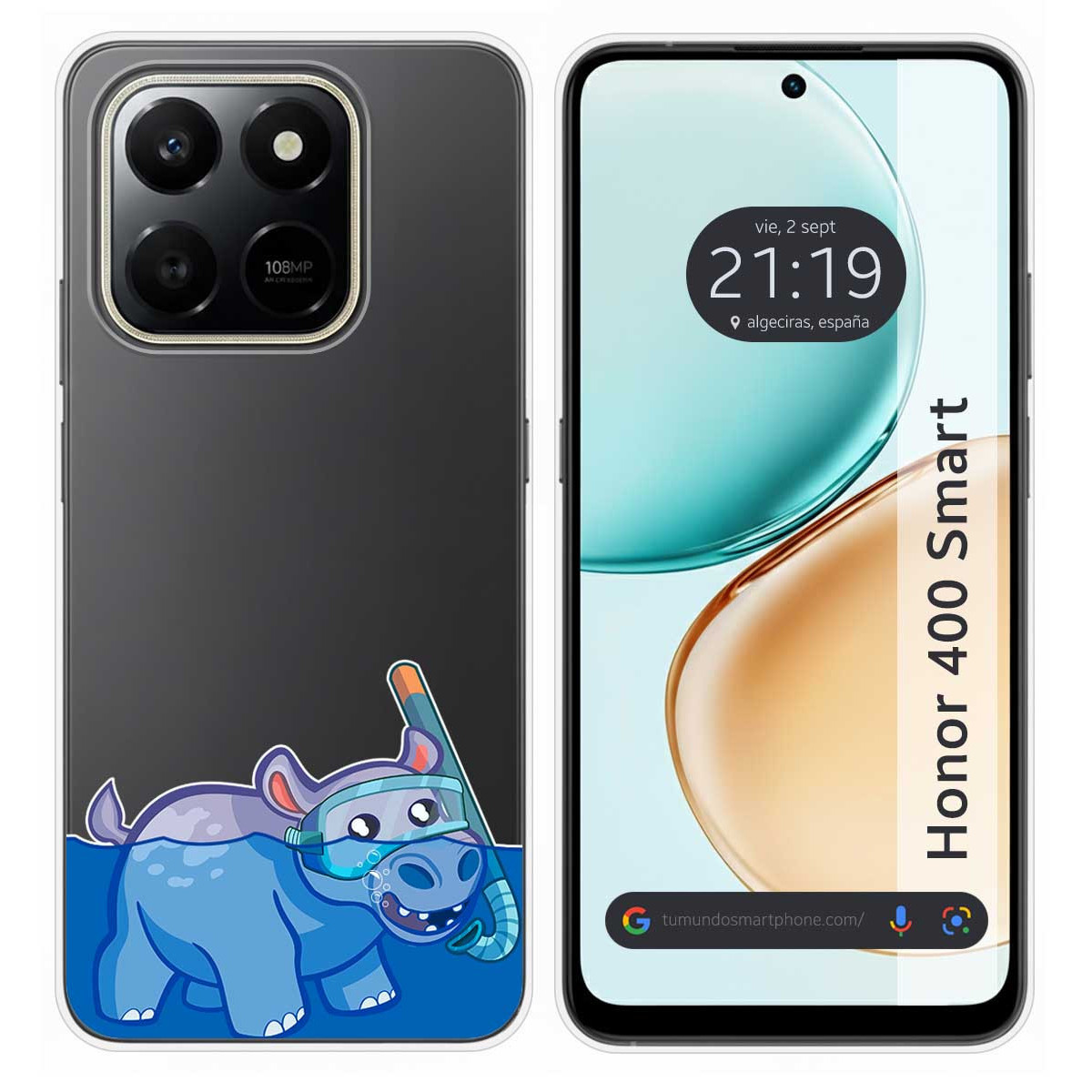 Funda Silicona Transparente para Huawei Honor 400 Smart 5G diseño Hipo Dibujos