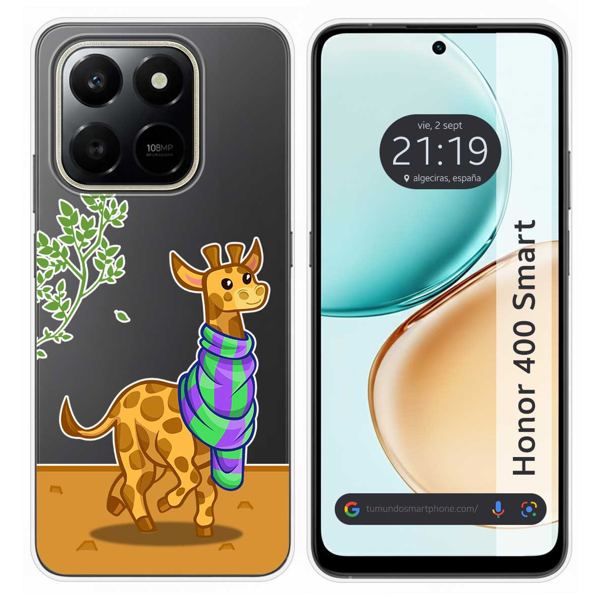 Funda Silicona Transparente para Huawei Honor 400 Smart 5G diseño Jirafa Dibujos