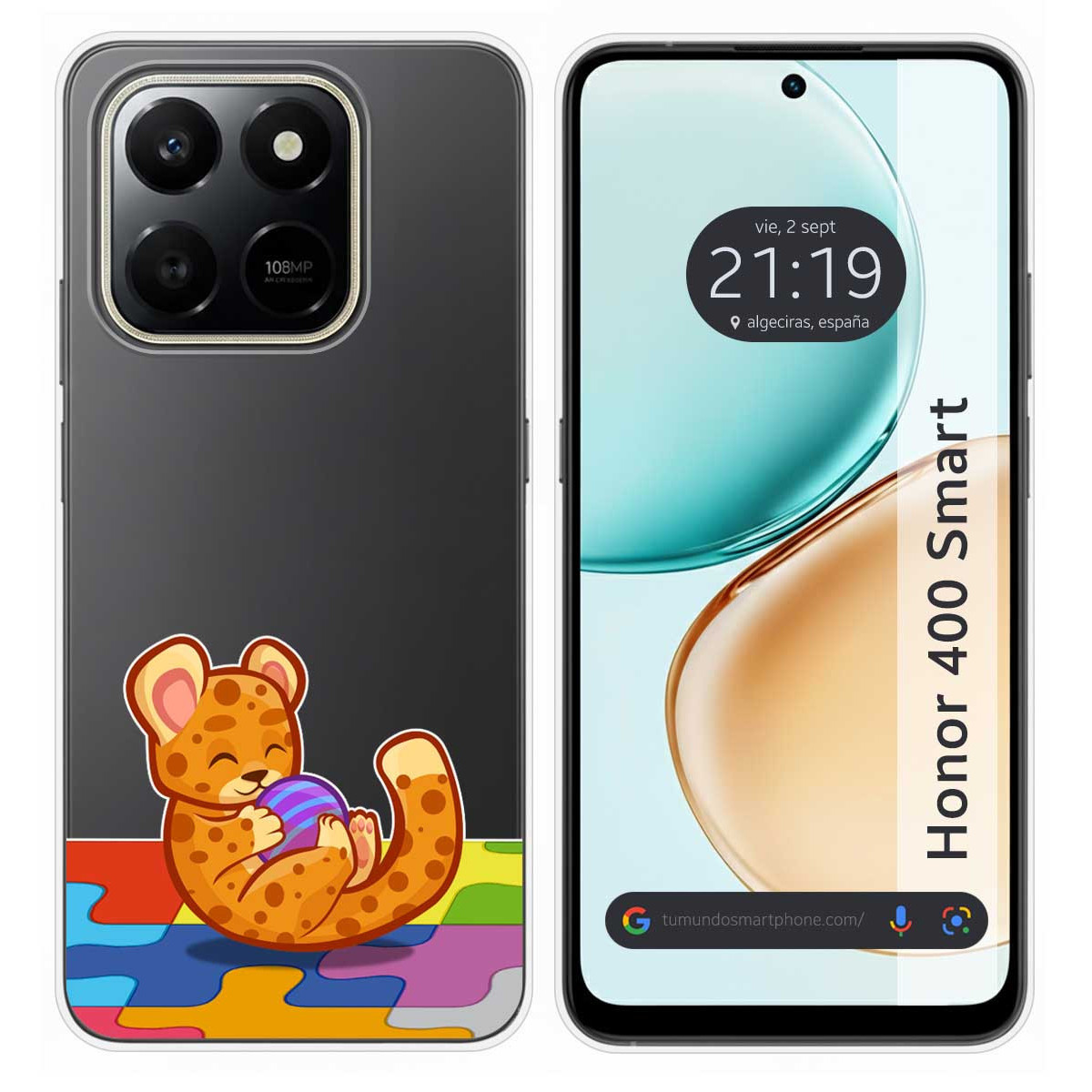 Funda Silicona Transparente para Huawei Honor 400 Smart 5G diseño Leopardo Dibujos