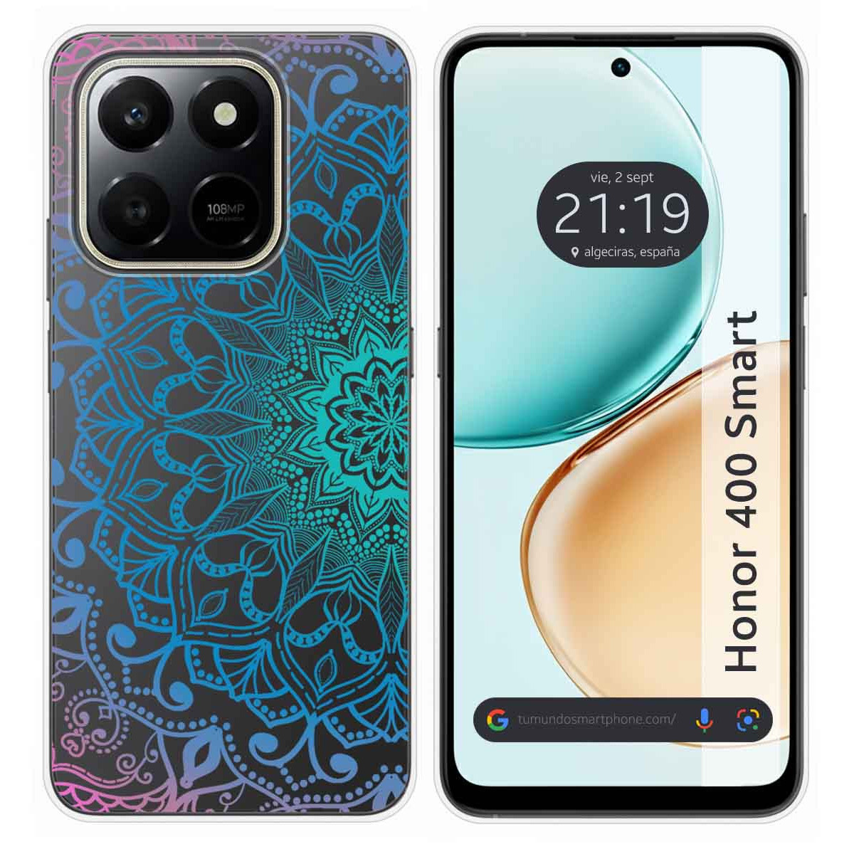 Funda Silicona Transparente para Huawei Honor 400 Smart 5G diseño Mandala Dibujos