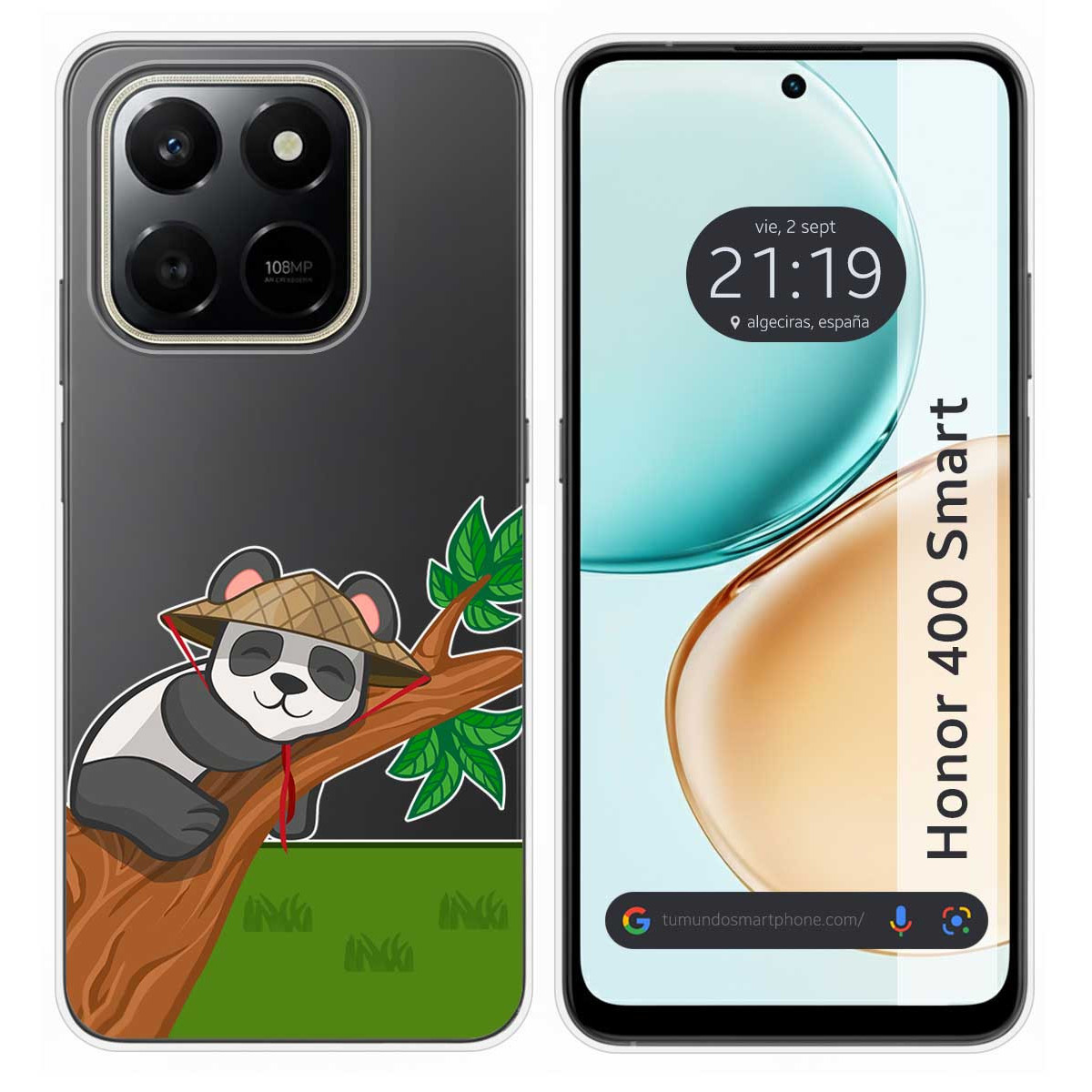 Funda Silicona Transparente para Huawei Honor 400 Smart 5G diseño Panda Dibujos