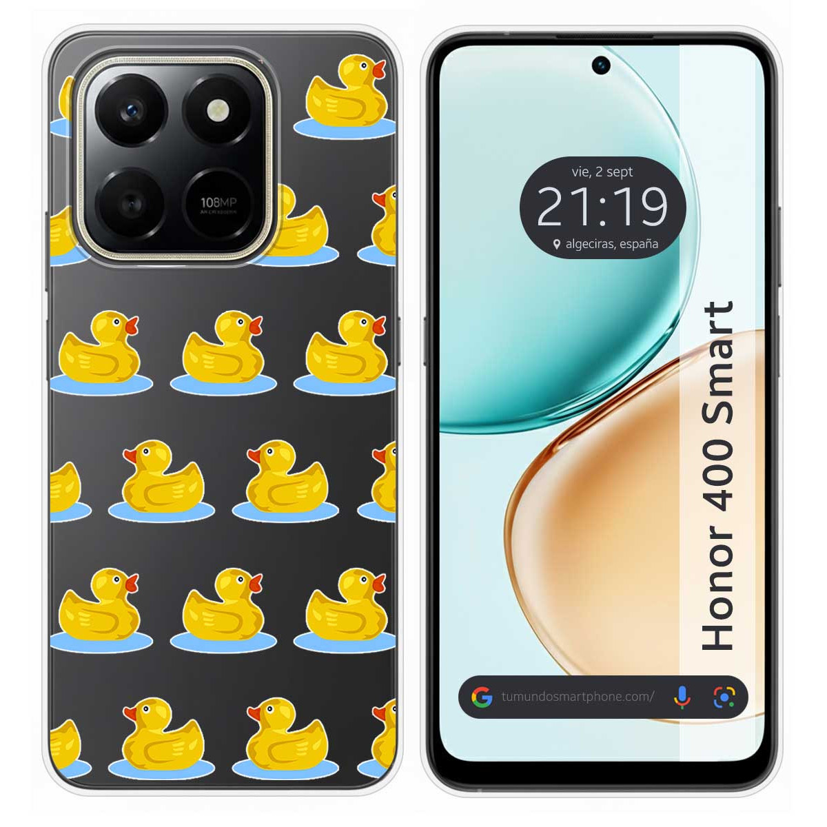 Funda Silicona Transparente para Huawei Honor 400 Smart 5G diseño Pato Dibujos
