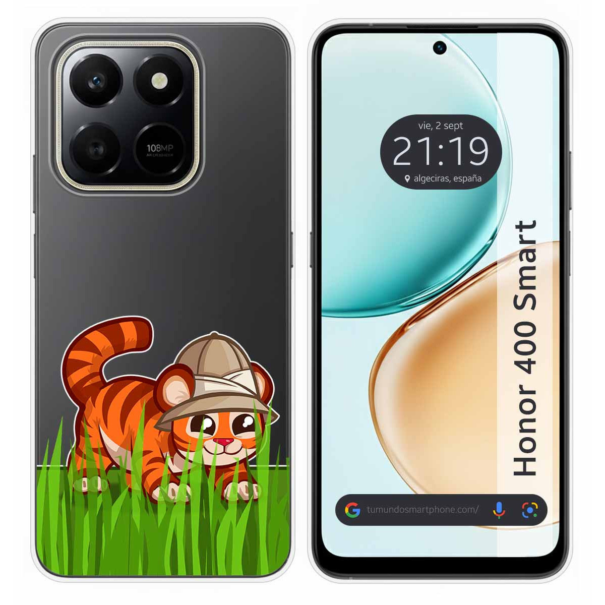 Funda Silicona Transparente para Huawei Honor 400 Smart 5G diseño Tigre Dibujos