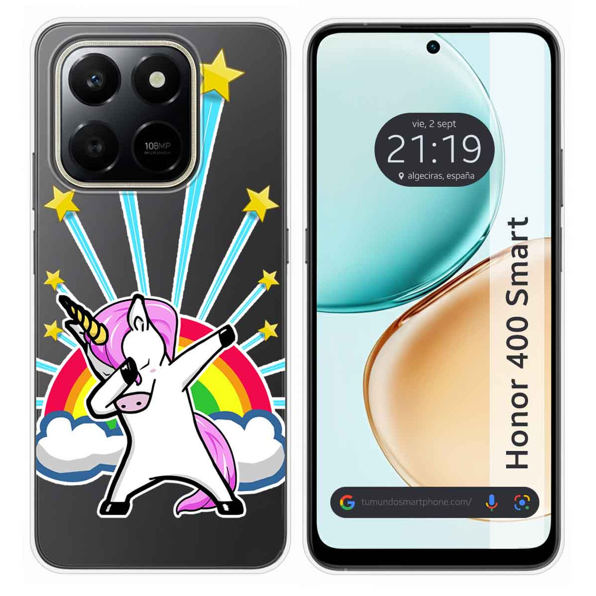 Funda Silicona Transparente para Huawei Honor 400 Smart 5G diseño Unicornio Dibujos