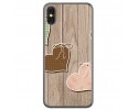 Funda Gel Tpu para Doogee X53 Diseño Corazones Madera Dibujos