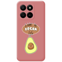 Funda Silicona Líquida Rosa para Huawei Honor 400 Smart 5G diseño Vegan Life Dibujos