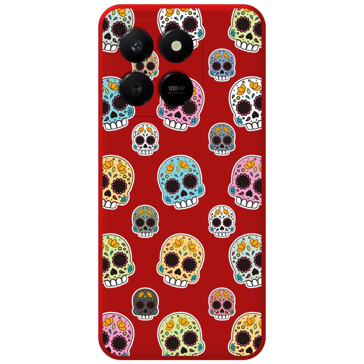 Funda Silicona Líquida Roja para Huawei Honor 400 Smart 5G diseño Catrina Dibujos