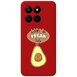 Funda Silicona Líquida Roja para Huawei Honor 400 Smart 5G diseño Vegan Life Dibujos