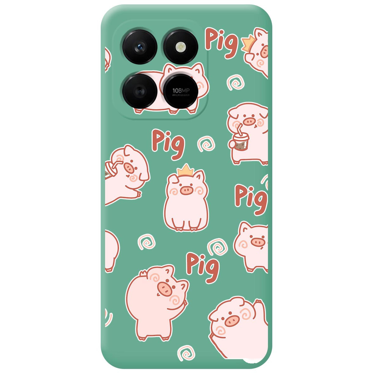 Funda Silicona Líquida Verde para Huawei Honor 400 Smart 5G diseño Cerdos Dibujos