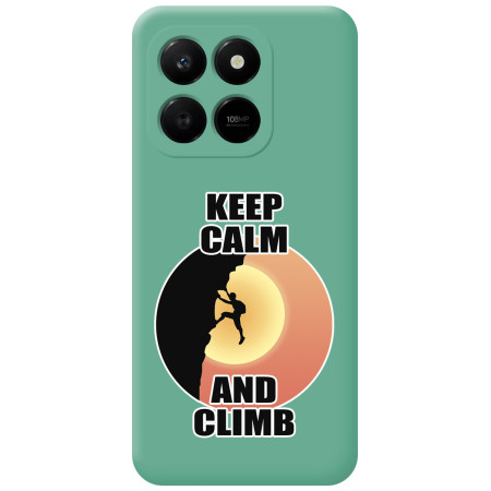 Funda Silicona Líquida Verde para Huawei Honor 400 Smart 5G diseño Hombre Escalada Dibujos