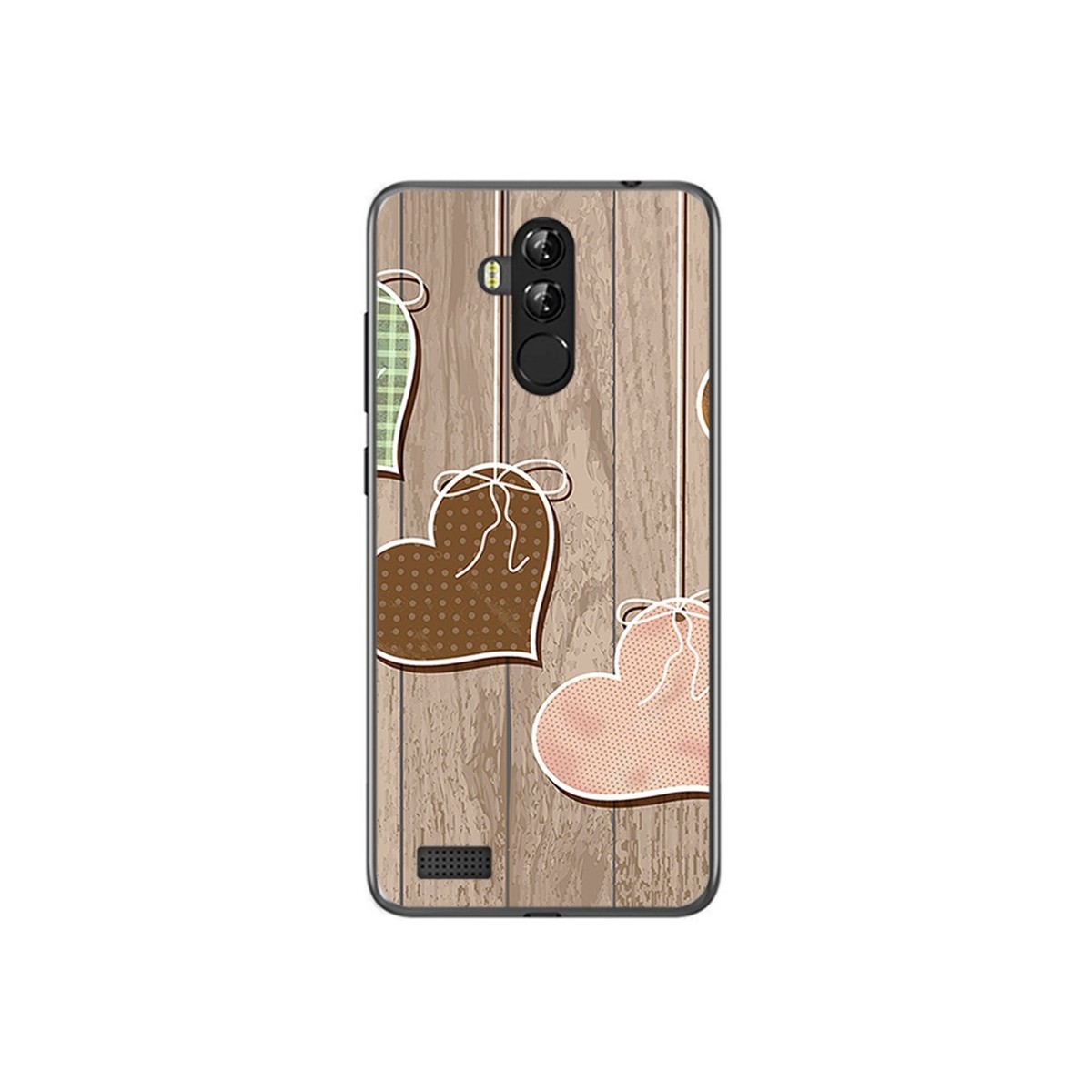 Funda Gel Tpu para Leagoo M9 Pro Diseño Corazones Madera Dibujos
