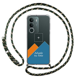 Personaliza tu Funda Colgante Transparente para Realme P3 lite con Cordon Verde / Dorado Dibujo Personalizada