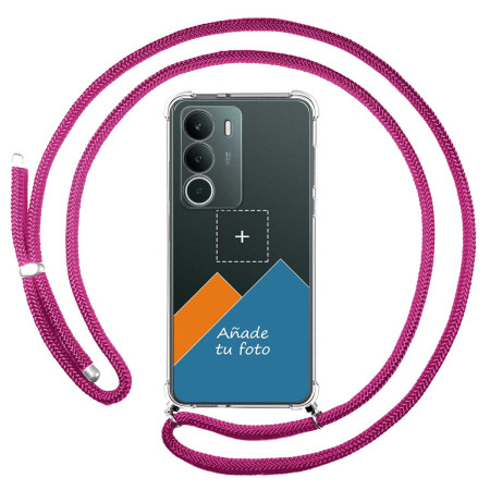 Personaliza tu Funda Colgante Transparente para Realme P3 lite con Cordon Rosa Fucsia Dibujo Personalizada