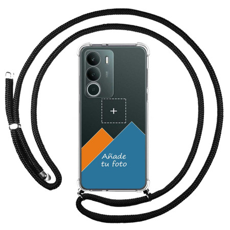 Personaliza tu Funda Colgante Transparente para Realme P3 lite con Cordon Negro Dibujo Personalizada