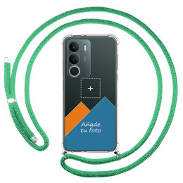 Personaliza tu Funda Colgante Transparente para Realme P3 lite con Cordon Verde Agua Dibujo Personalizada