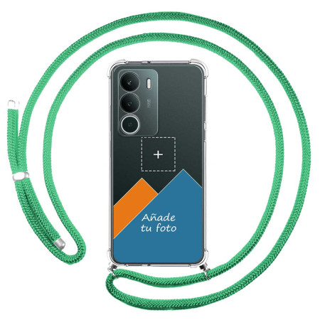 Personaliza tu Funda Colgante Transparente para Realme P3 lite con Cordon Verde Agua Dibujo Personalizada