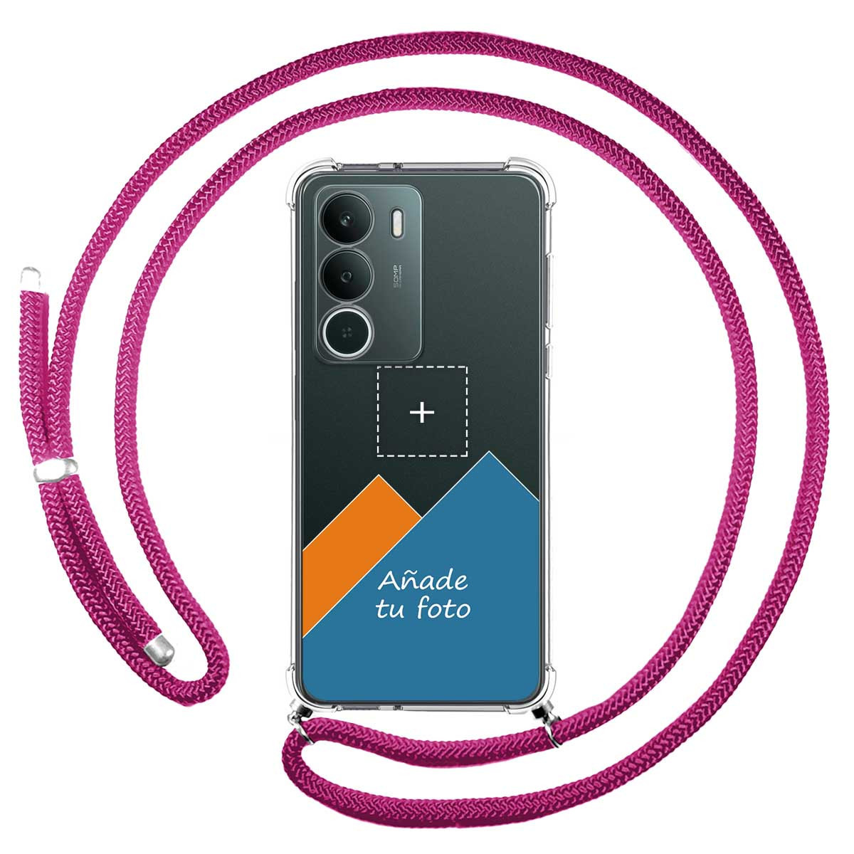 Personaliza tu Funda Colgante Transparente para Realme C71 4G con Cordon Rosa Fucsia Dibujo Personalizada