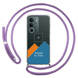 Personaliza tu Funda Colgante Transparente para Realme C71 4G con Cordon Morado Dibujo Personalizada