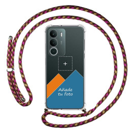 Personaliza tu Funda Colgante Transparente para Realme C71 4G con Cordon Rosa / Dorado Dibujo Personalizada