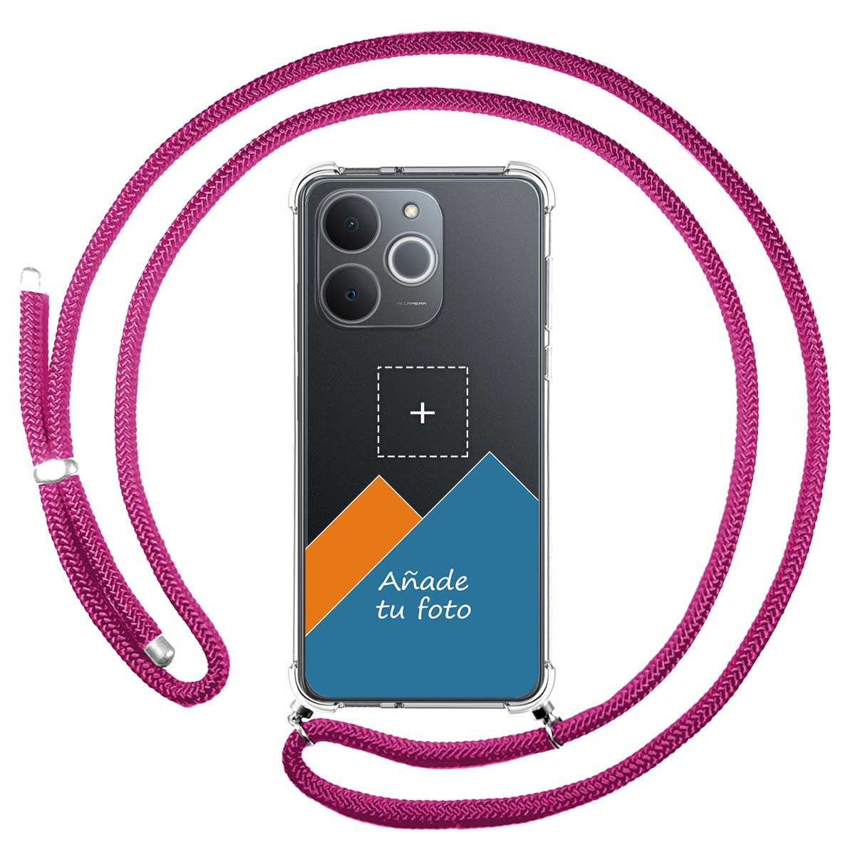 Personaliza tu Funda Colgante Transparente para Realme Note 70T con Cordon Rosa Fucsia Dibujo Personalizada