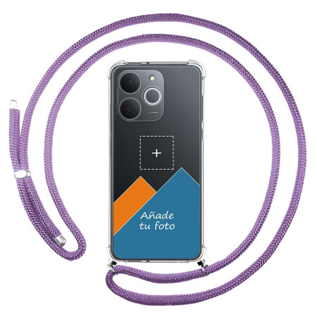 Personaliza tu Funda Colgante Transparente para Realme Note 70T con Cordon Morado Dibujo Personalizada