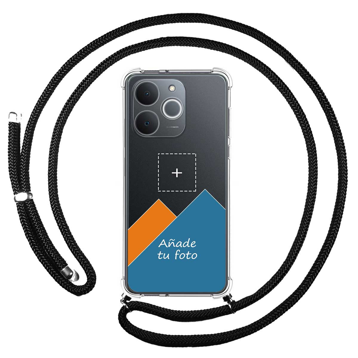 Personaliza tu Funda Colgante Transparente para Realme Note 70T con Cordon Negro Dibujo Personalizada