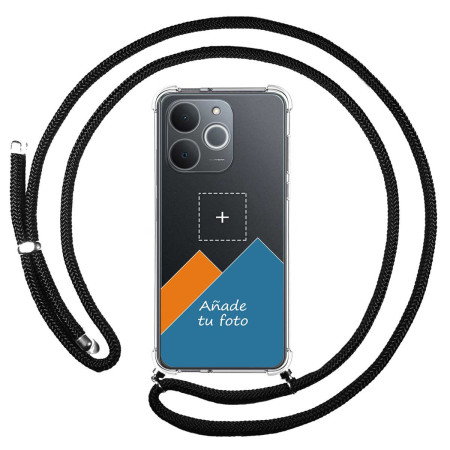 Personaliza tu Funda Colgante Transparente para Realme Note 70T con Cordon Negro Dibujo Personalizada