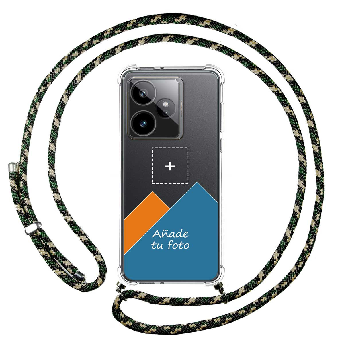 Personaliza tu Funda Colgante Transparente para Realme GT 7 / GT 7T 5G con Cordon Verde / Dorado Dibujo Personalizada