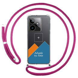 Personaliza tu Funda Colgante Transparente para Realme GT 7 / GT 7T 5G con Cordon Rosa Fucsia Dibujo Personalizada