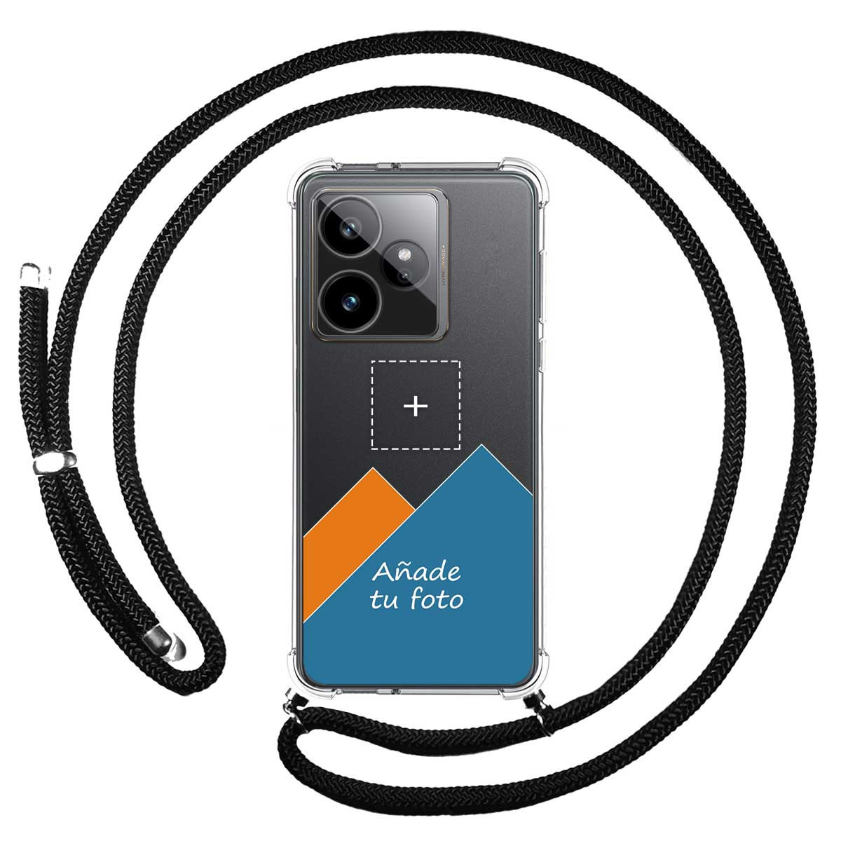Personaliza tu Funda Colgante Transparente para Realme GT 7 / GT 7T 5G con Cordon Negro Dibujo Personalizada