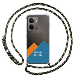 Personaliza tu Funda Colgante Transparente para Realme P3 5G con Cordon Verde / Dorado Dibujo Personalizada