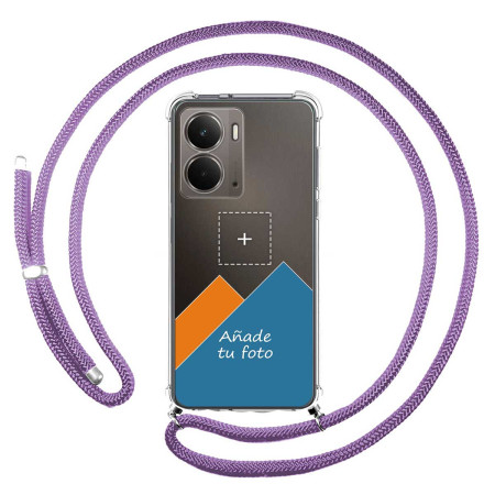 Personaliza tu Funda Colgante Transparente para Realme P3 5G con Cordon Morado Dibujo Personalizada